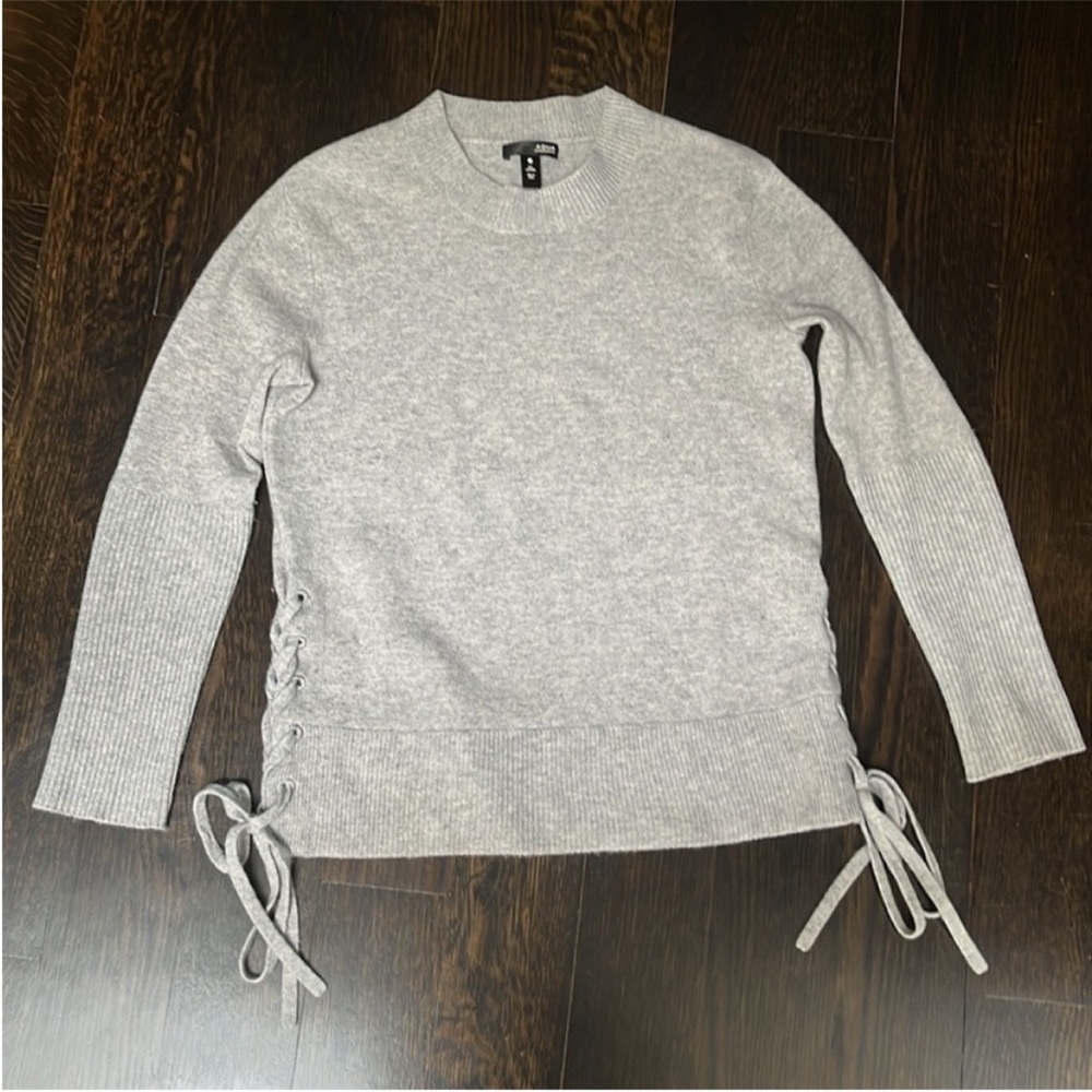 AQUA 100% Cashmere Sweater in Grey with Side Ties